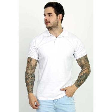 Imagem de Camisa Polo Branca Slim Masculina Lisa Malha Cotton Premium-Masculino