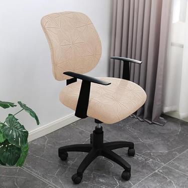 Imagem de Capas de cadeira de escritório jacquard elásticas, capa para assento e encosto, capa removível lavável universal para cadeira rotativa