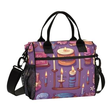 Imagem de GAIGEO Lancheira térmica colorida em azul para adultos, lancheira com bolsos laterais, lancheira feminina isolada para trabalho, M