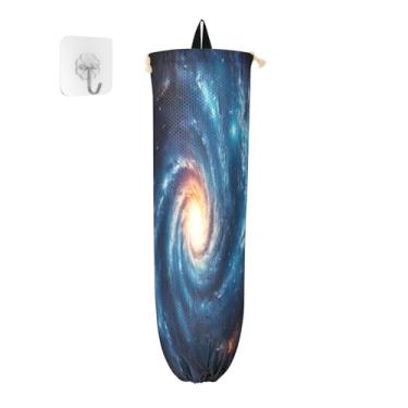 Imagem de Suporte de parede organizador de bolsa de plástico em espiral Galaxy in the Darkness, suporte de saco de plástico de cozinha