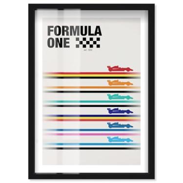 Imagem de Pôster retrô F1 Shadowbox Print Formula 1 Posters by Notoriart, moldura preta, 53 x 78 cm