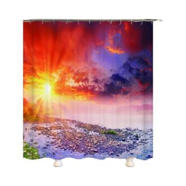 Imagem de Cortina De Chuveiro Impermeável 3D Com Paisagem De Árvores Florestais 