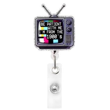 Imagem de Maxqzin Carretel de crachá de enfermeira engraçado, carretel retrátil para cartão de identificação Be Patient with Me I'm from The 1900's Retro TV Badge Reel Cute for Doctor Nurse Worker Accessories