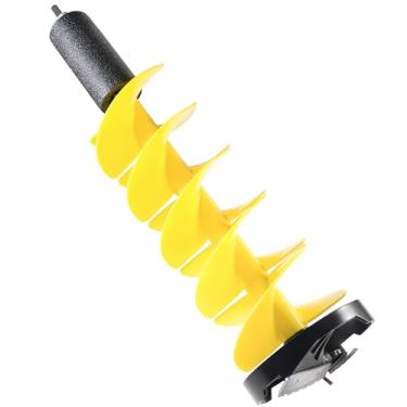 Imagem de NYEONHRT Broca helicoidal de gelo de 20 cm com placa superior universal | Lâminas substituíveis afiadas | Espuma de segurança flutuante | Eixo de alumínio leve | para pesca no gelo (amarelo)