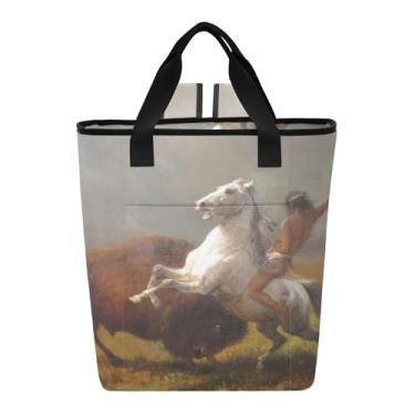 Imagem de Joitme Bolsa térmica Albert Bierstadt Study Last Buffalo com 36 latas, bolsa térmica macia para viagem