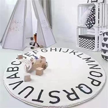 Imagem de Tapete redondo, adorável tapete redondo, tapete de porta de berçário macio de pelúcia antiderrapante para quarto, sala de estar, sala de jogos, B, diâmetro 180 cm
