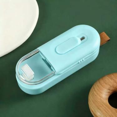 Imagem de Mini bolsa portátil revendedor e cortador ferramenta de vedação dois em um para armazenamento de lanches de alimentos azul