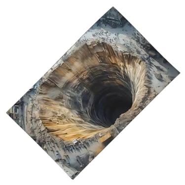 Imagem de Tapete de Ilusão de Ótica com Buraco - Carpete Divertido Secagem Rápida Antiderrapante - Tapete de Ilusão 3D - para Aniversário Halloween Casa Feriado Ano Novo Festa Véspera Entrada Sala de Estar