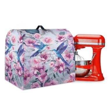Imagem de GLENLCWE Capa para misturador de flores de beija-flor com alça superior para batedeira portátil ou capa de cafeteira resistente a impressões digitais, capa contra poeira para misturadores de cozinha