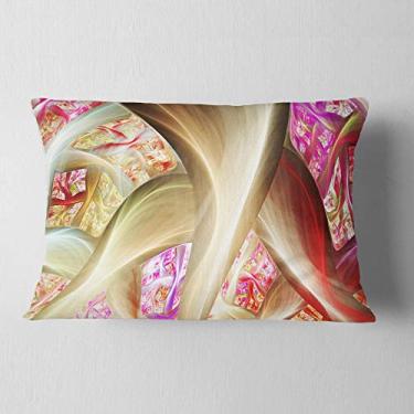 Imagem de Design vermelho dourado fractal planta hastes abstratas lombar sala de estar, sofá, almofada de alta qualidade + capa de almofada impressa em ambos os lados 30 x 50 cm