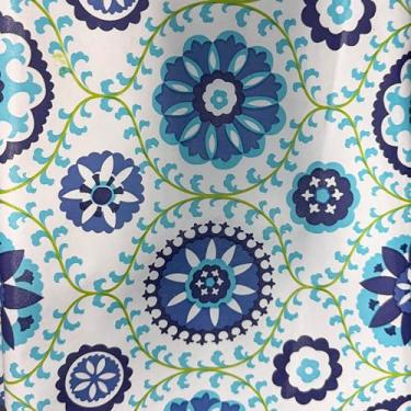 Imagem de Walrus Toalha de mesa redonda de vinil com forro de flanela, design de borda elástica, impermeável, à prova de óleo, toalha de mesa de PVC resistente a manchas, ideal para 94 a 111 cm redonda