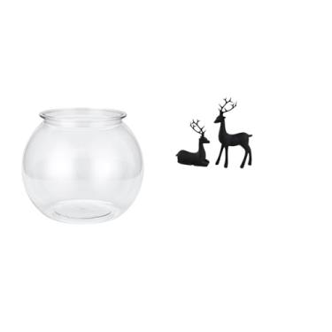 Imagem de Whtkoph Aquário Pequeno E Transparente, Ornamento DIY, Tigela, Vaso, Mesa, Quarto, Escrivaninha, Sala de Estar, Decoração para Casa, Estátua, Figura de Rena D