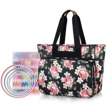 Imagem de Bolsa para Proyecto de Bordado Yarwo Peonía Negra con Bolsillos