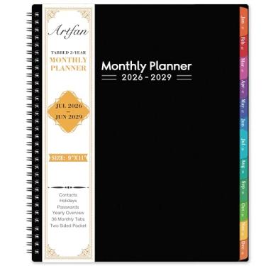 Imagem de Agenda mensal 2026-2029 - planejador de 3 anos 2026-2029, julho de 2026 - junho de 2029, 23 x 28 cm, bolso interno, encadernação com fio duplo