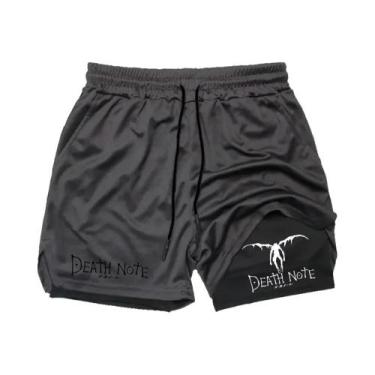 Imagem de Shorts Esportivos Masculinos Anime Death Note Dupla Camada 2 Em 1 Para