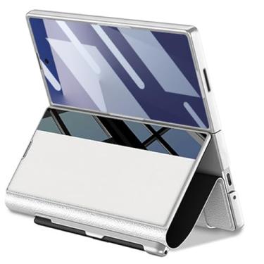 Imagem de Capa de proteção de tela para Samsung Galaxy Z Fold 7, capa fólio de couro de flor integral para negócios com aba e suporte para caneta