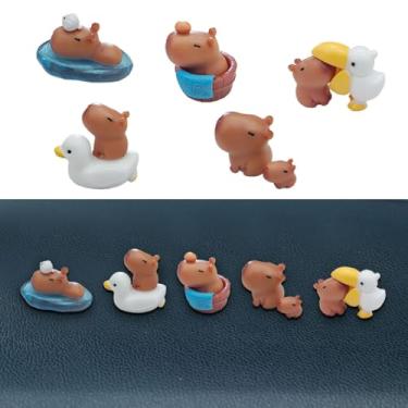 Imagem de UHANBUT 6 peças de mini capivara decoração de painel de carro, pingente de espelho retrovisor de animal fofo, acessórios de ornamento de interior de veículo para mesa de escritório em casa, presente
