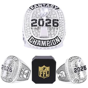Imagem de noblehead Anel Campeonato de Futebol de Fantasia 2026 Heavy FFL Champion Troféu Anel Troféu para Vencedor da Liga de Futebol Fantástico (tamanho 11)