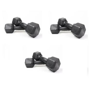 Imagem de Kit Halteres Sextavado - (Pares de 1,2 e 3 Kg)-Unissex