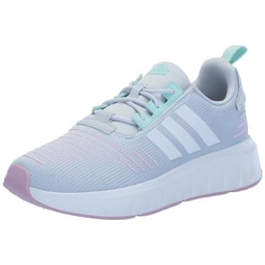 Imagem de adidas Tênis infantil unissex Swift Run 23, Halo Blue/Branco/Bliss Lilás, 6 Big Kid