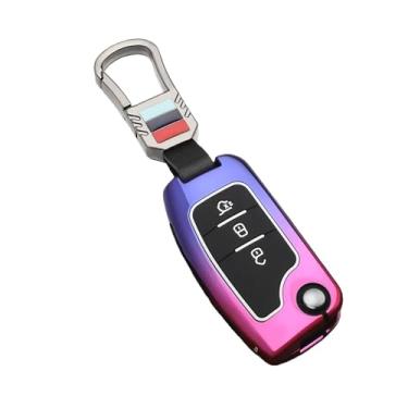 Imagem de Capa dobrável para chave de carro em liga compatível com Ford Focus 2 3 Ecosport C-Max S-Max Ka Mondeo Kuga Galaxy Fiesta Acessórios para chaveiro(Purple)