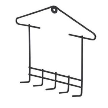 Imagem de Porta Chaves Suporte Preto com 5 Ganchos Decoração Organização Casa - 