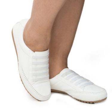 Imagem de Sapatênis feminino  mocassim confortável tênis - ekkol, 37, Branco
