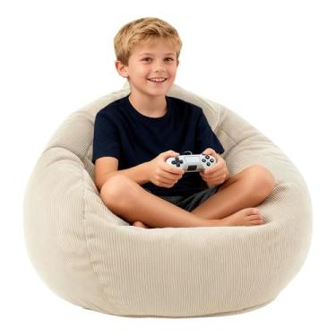 Imagem de LPMOERA Puff Cadeira de espuma viscoelástica para crianças/adolescentes com enchimento redondo para sala de estar, quarto, faculdade, dormitório, cadeira de leitura