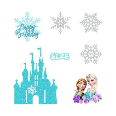 Imagem de Topo De Bolo De Aniversário Tema Castelo De Princesa Frozen Elsa Anna 