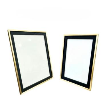 Imagem de Kit Porta-Retrato Luxo Gold Black 10x15 e 15x20 – Moldura Premium para Decoração de Casa, Sala, Quarto e Escritório(02UN (10X15+15X20) GOLD BLACK)
