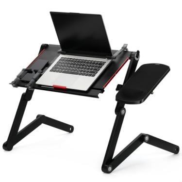 Imagem de Mesa dobrável para deitar, mesa dobrável de 53 x 31 cm, suporte ajustável para laptop para cama, inclui grampos de computador e mouse, com um mouse pad ajustável