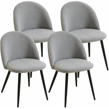 Imagem de Conjunto de 2 capas para cadeiras de sala de jantar, capas protetoras para cadeiras com encosto curvo e sem braços, ideais para cozinha, escritório e sala de estar.