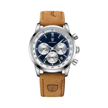 Imagem de Relógio Masculino De Couro Impermeável POEDAGAR Com Luz Noturna Avança