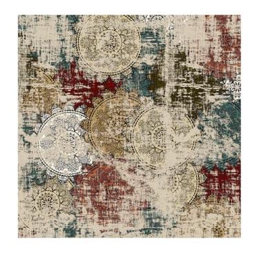 Imagem de Tapetes quadrados de área interna de 18 x 18 cm: Tapete moderno lavável fino de pelo baixo para cozinha e sala de estar - Tapete macio abstrato antiderrapante resistente a manchas para decoração de