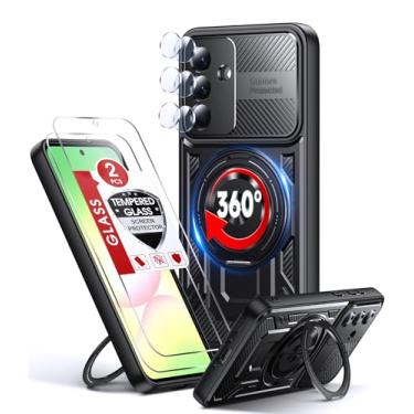 Imagem de LeYi Capa para celular Galaxy A36-5G: com protetor de tela de vidro, [Fit Magsafe] Lente All-Inclusive 16FT Capa de celular resistente com proteção contra quedas com suporte de anel invisível de 360°