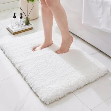 Imagem de Ruggnovea Tapete de banheiro rosa 43 x 61 cm extra macio e absorvente para banheiro Flool antiderrapante felpudo tapete de banho tapete de banho lavável na máquina