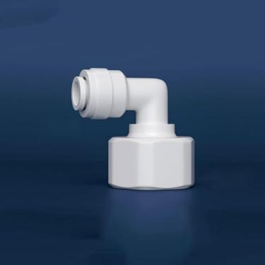 Imagem de Encaixe 1/10.2 cm 3/20.3 cm tubo OD 90 graus cotovelo POM conector de encaixe rápido para aquário RO filtro de água sistema de osmose reversa (6,35 mm-DN15 fêmea)