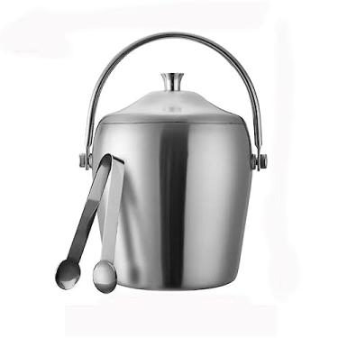 Imagem de Balde de gelo de aço inoxidável balde de gelo balde de champanhe vinho tinto cerveja fria balde de gelo barra de isolamento balde de vinho de gelo com alça balde de gelo barril LCE (médio)