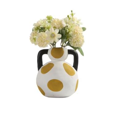 Imagem de URGDWEKJY Vaso de cerâmica nórdica ornamentos para casa sala de estar mesa vaso de arranjos de flores para decoração vasos de flores