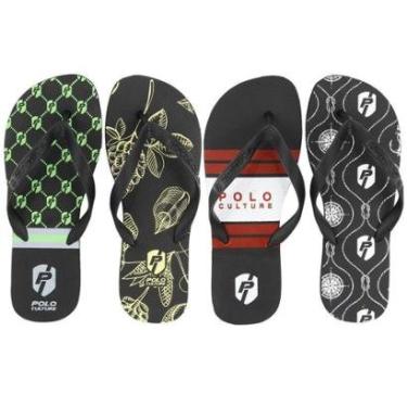 Imagem de Kit 4 Chinelos Masculino Polo Culture Macio Leve Estampado-Masculino