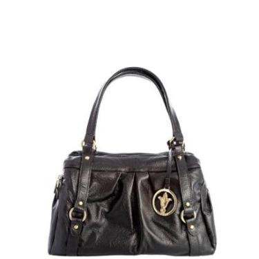 Imagem de Bolsa de Ombro Feminina Preta Leopoldine em Couro Legítimo com Alça Tiracolo e fecho em Zíper-Feminino