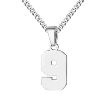 Imagem de Colar com Número Individual em Aço Inoxidável, Corrente de 22 Polegadas, Pingente Numérico Minimalista Unissex, Acessório Versátil para Uso Diário ou Presente
