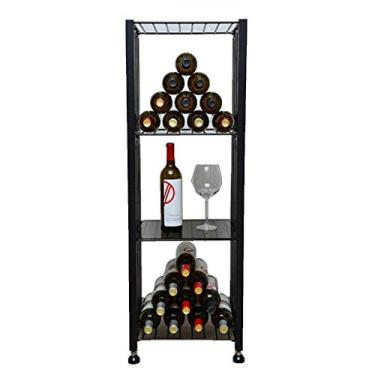 Imagem de Prateleiras de vinho de cozinha armários refrigerador de vinho piso de ferro forjado rack de vinho industrial armazenamento de exibição de vento para barras de adegas de vinho