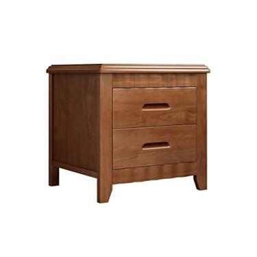 Imagem de Mesa de cabeceira de madeira maciça mesa de cabeceira mesa lateral armário de armazenamento de quarto com 2 gavetas de armazenamento cabeceira mesa de centro mesa de cabeceira 19,68 polegadas de