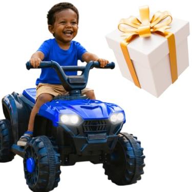 Imagem de Quadriciclo Elétrico Infantil 6V menino menina 3 anos Art Brink com Bateria Recarregável Marcha à Frente e Ré Veículo Motorizado som musica luzes farol (Azul)