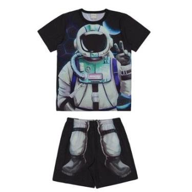Imagem de Pijama Infantil Menino Preto Astronauta Alakazoo-Masculino