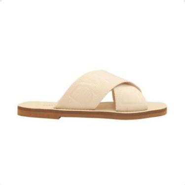 Imagem de Tamanco Rasteiro Cruzado Dayane Magalhães Celeste Off White-Feminino