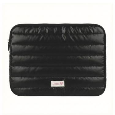 Imagem de Capa Puffer Acolchoada para Notebook 14 Polegadas, Impermeável, Zíper Resistente, Design Moderno, 34x24x2,5 cm. - Florie (Preto)