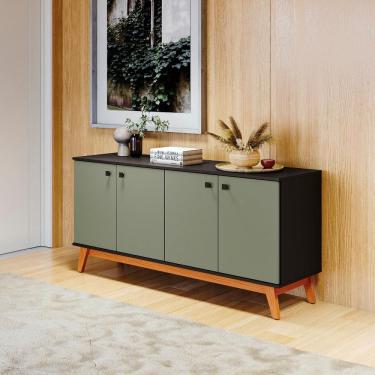 Imagem de Aparador Kappesberg 4 Portas Preto Fosco/Verde Frevo 156cm