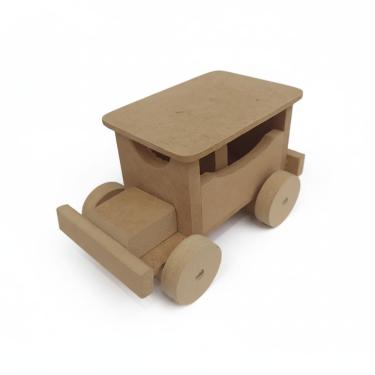Imagem de kit Carrinho Calhambeque e pintura  MDF Montar Colorir 18 Peças brinquedo infantil